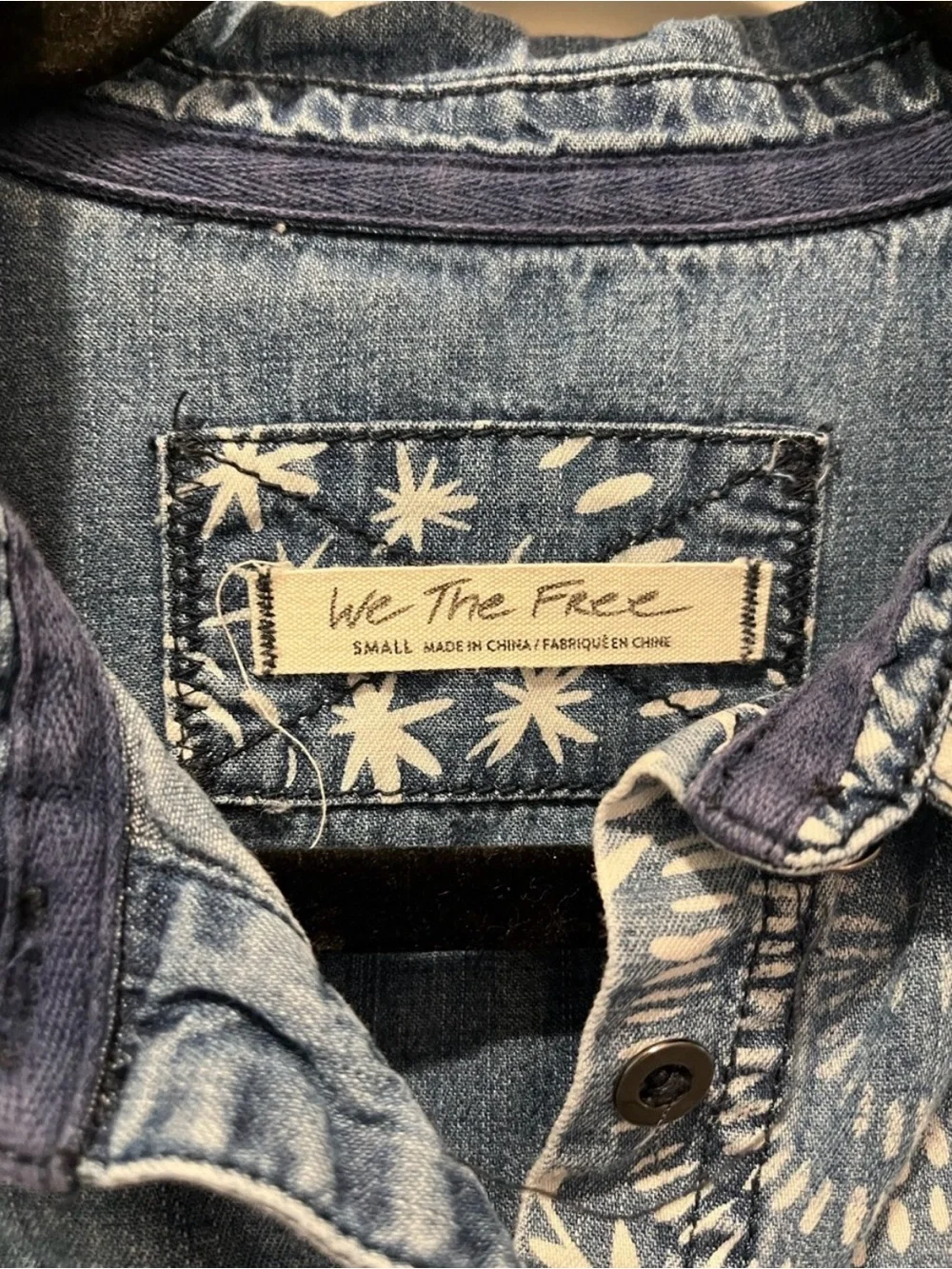 We the free people Marrakesh Embroidered Denim Top small boho jean - Picture 4 of 8